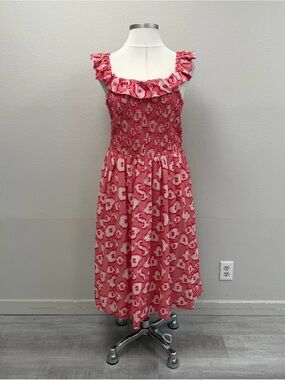 Wray Red & White Cherry Blossom Claude Midi Dress - Size 3X